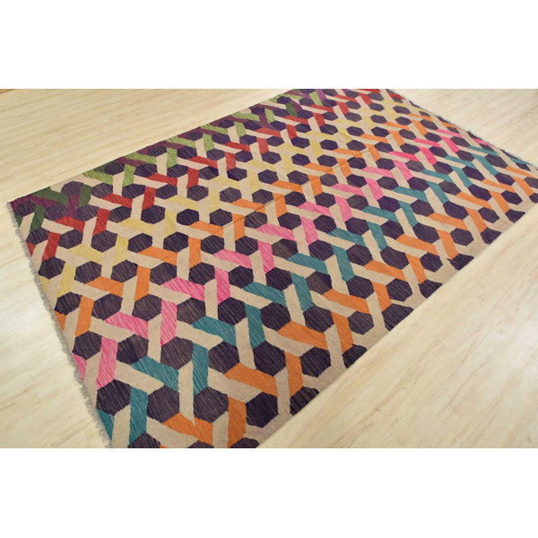 Dakota Fields Eddyson Oriental Handmade Kilim Wool Area Rug in Black Wayfair